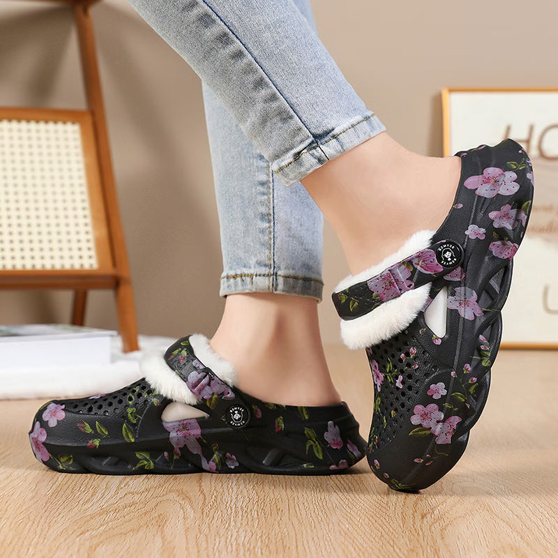 Women's Floral Cosy Lined Clogs