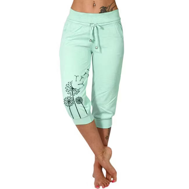Women’s High-Waisted Drawstring Capri Trousers