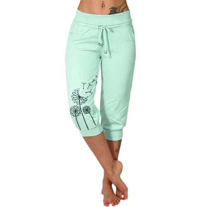 Women’s High-Waisted Drawstring Capri Trousers