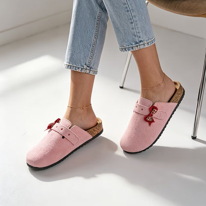 Women's Bow Detail Wide Toe Mules