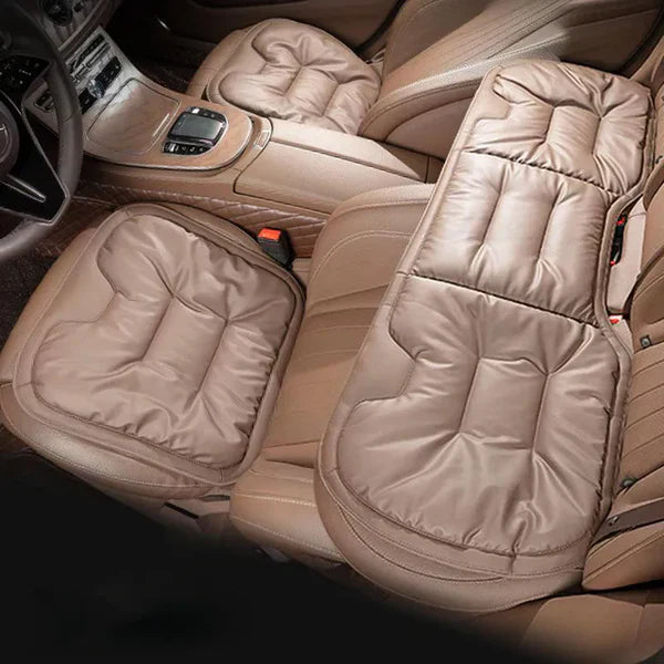 Soft Leather Car Seat Cushion Set with Anti Slip Silicone Backing