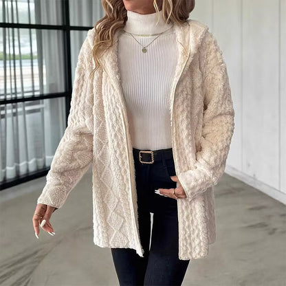 Women's Quilted Hooded Mid Length Coat
