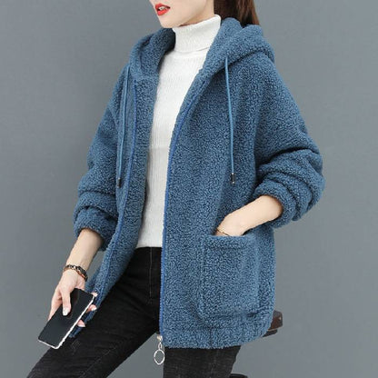Women's Oversized Zip-Up Teddy Hoodie