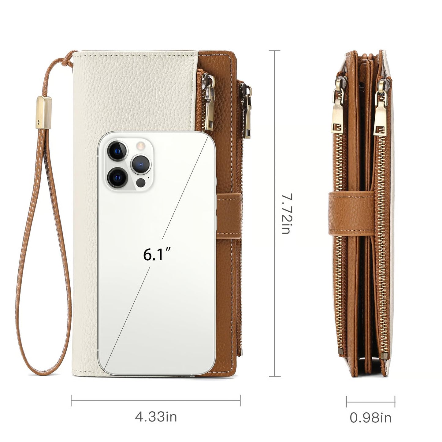 Women’s Tri-Fold Anti-Magnetic Long Wristlet Clutch Wallet