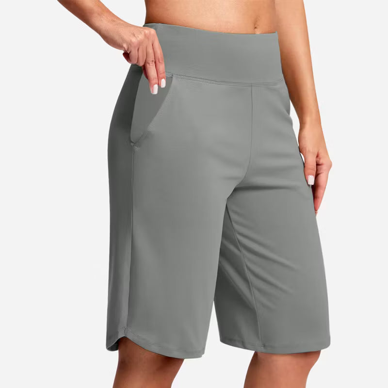 Women’s High-Waist Bermuda Active Shorts with Pockets