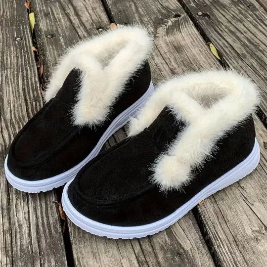 Women’s Faux Fur Trim Winter Slip-On Comfort Shoes