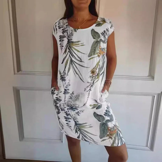 🌼Women's Cotton & Canvas Round Neck Printed Dress