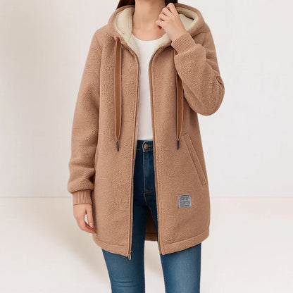 Women’s Longline Fleece-Lined Zip Hoodie Jacket