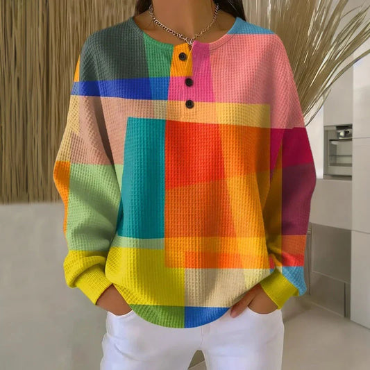 Women’s Retro Colourblock Waffle Knit Sweatshirt