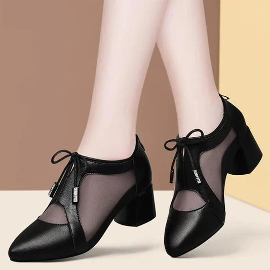 Soft Sole Mesh Leather-Look Shoes