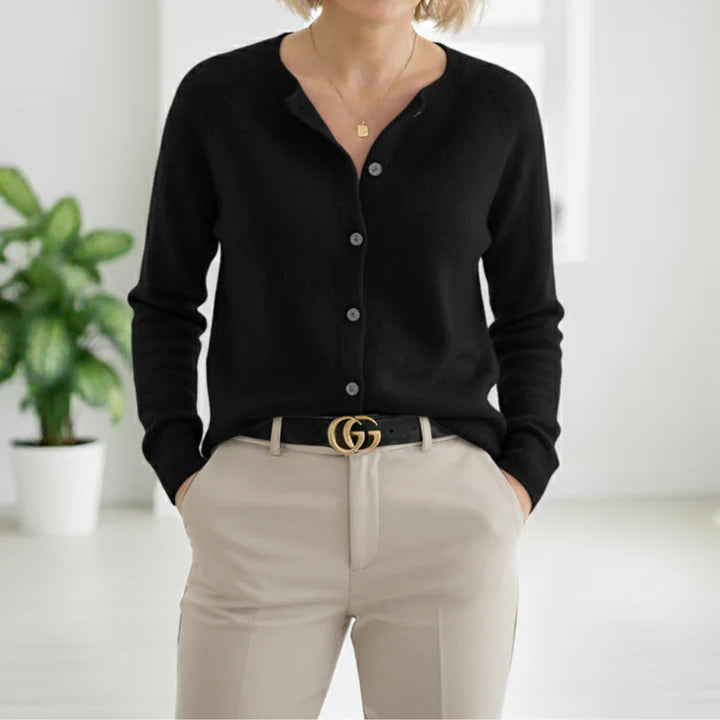 Women’s Luxurious Button-Through Cashmere-Like Knit Sweater
