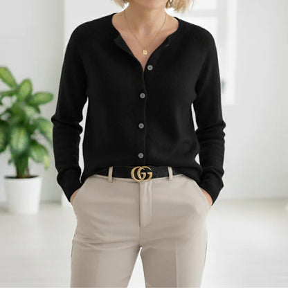 Women’s Luxurious Button-Through Cashmere-Like Knit Sweater