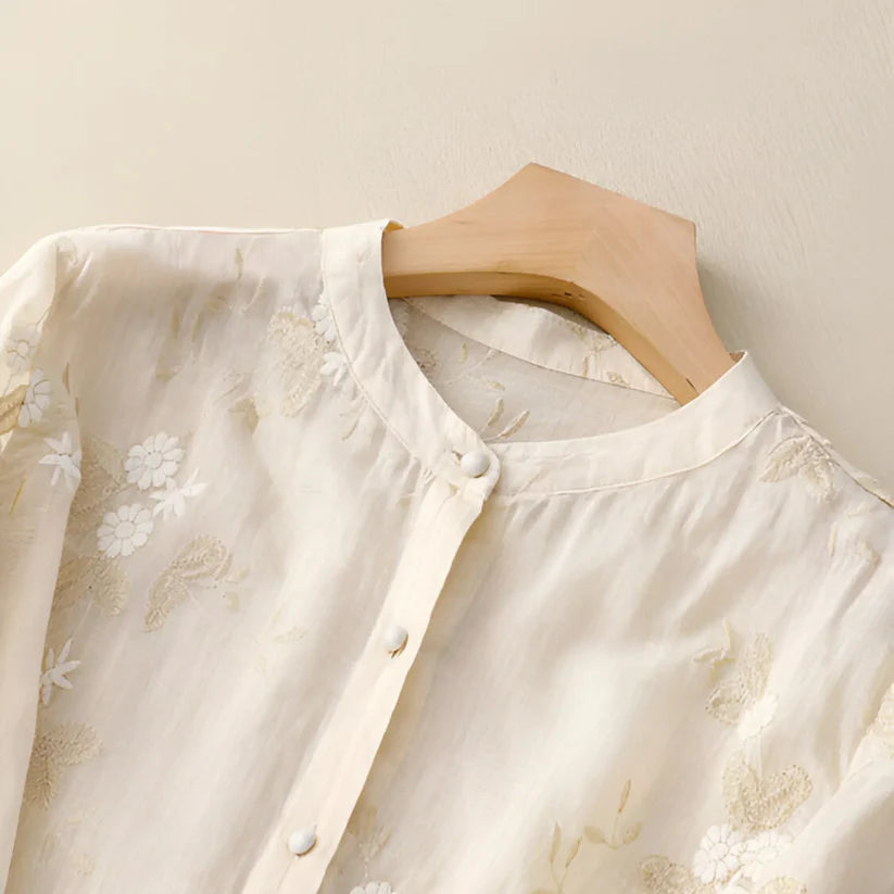 Women’s Embroidered Floral Cotton Top