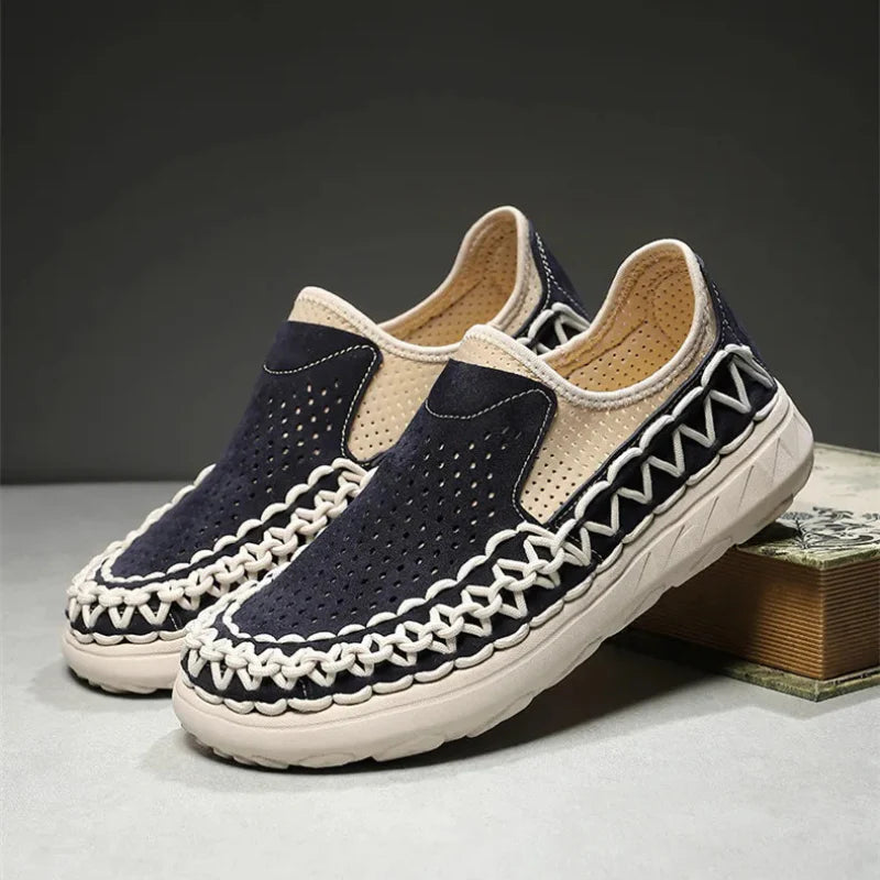Men's Woven Perforated Slip-On Shoes