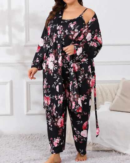 Women's Camisole, Robe & Trouser Lounge Set