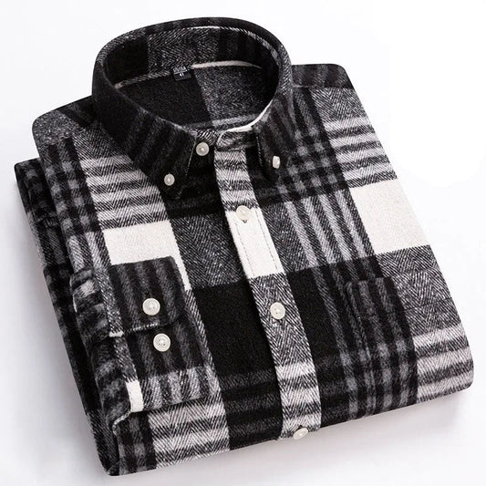 Men’s Brushed Cotton Wrinkle-Resistant Flannel Shirt