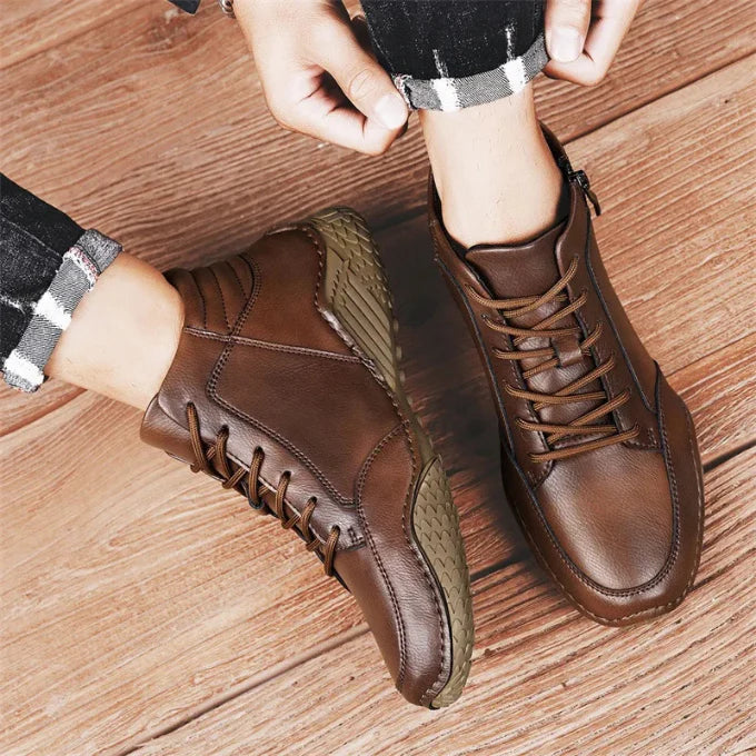 Men’s Leather-Look Mid-Ankle Boots