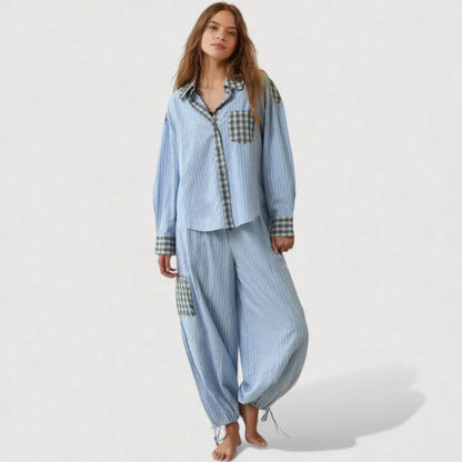 Women’s Relaxed Breathable Shirt and Trousers Pyjama Set