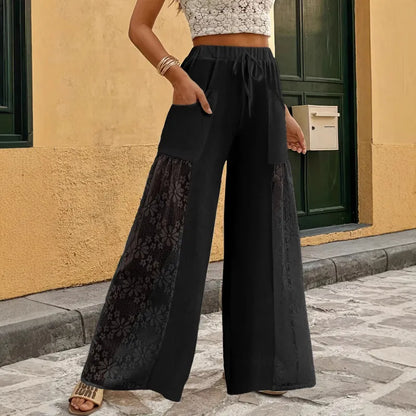 Women’s Lace-Panel Wide-Leg Trousers