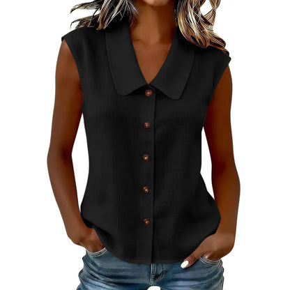 Women's Sleeveless Button-Front Blouse