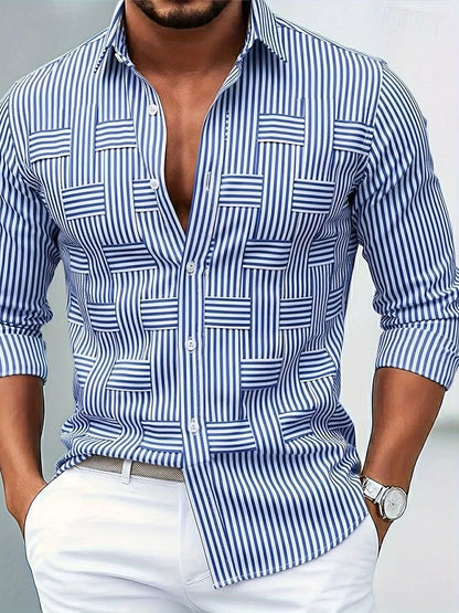 Men’s Mixed-Stripe Button-Up Shirt