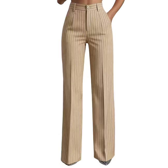 Women's Vertical Stripe Wide Leg Trousers