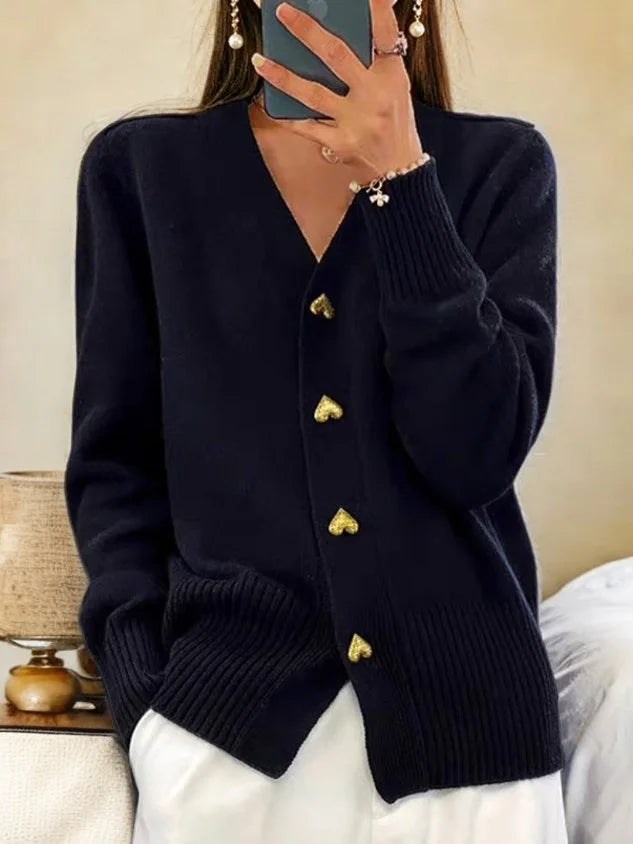 🔥Women's clothing for autumn/winter, solid colour, wool cardigan with buttons 🔥