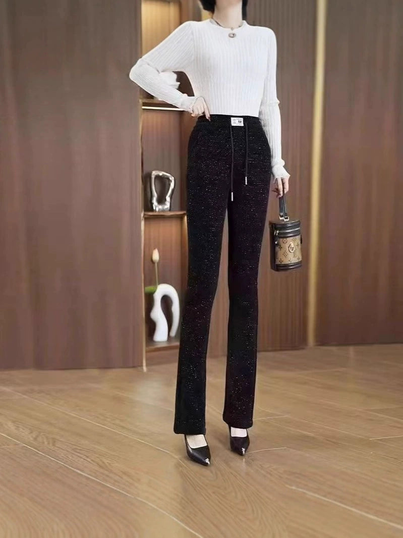 Women’s Fleece Lined Elastic Waist Casual Trousers