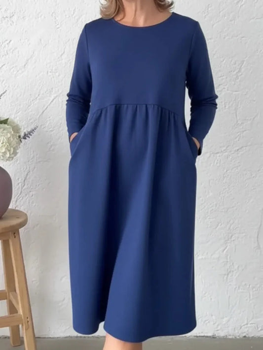 Women’s Relaxed Midi Pocket Dress With Soft Cotton Feel