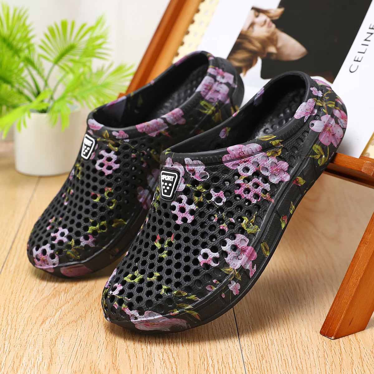 Women's Floral Print Ventilated Clog Slides