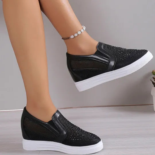 Women's Rhinestone Mesh Slip-On Comfort Trainers