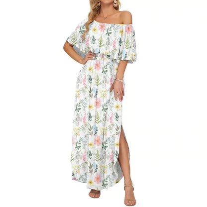 Women's Ruffle Off Shoulder Maxi Dress