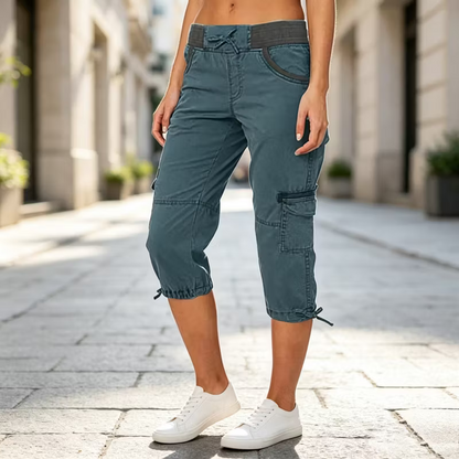 Women’s High-Waisted Cargo Capri Trousers