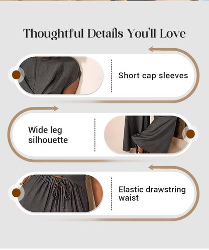 Women's Crossover Top and Wide-Leg Trouser Set