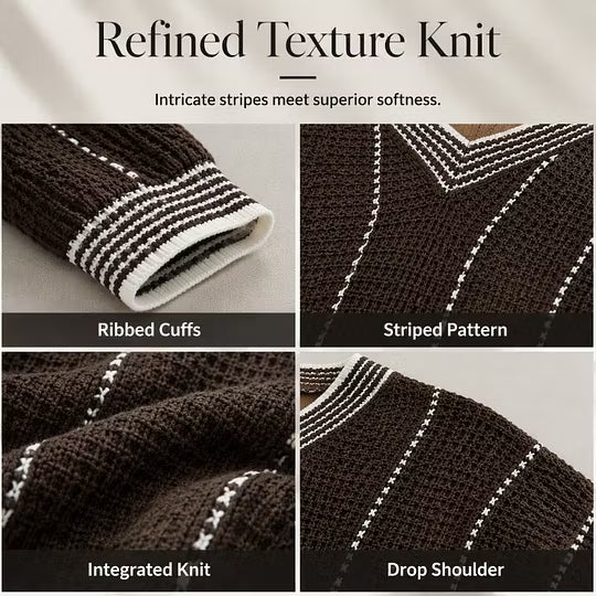 Women's Relaxed Striped V Neck Jumper