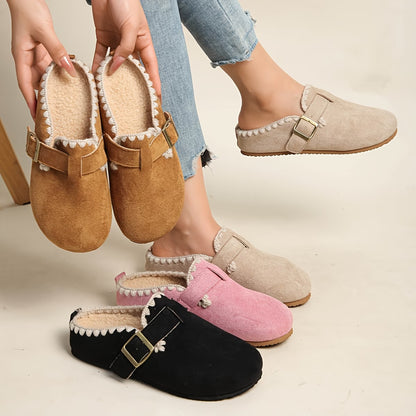 Women's Plush Lined Round Toe Mules