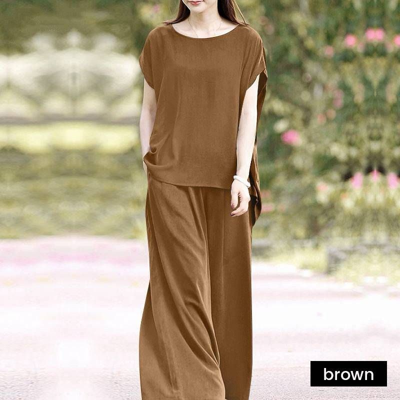 Casual plain wide leg pants