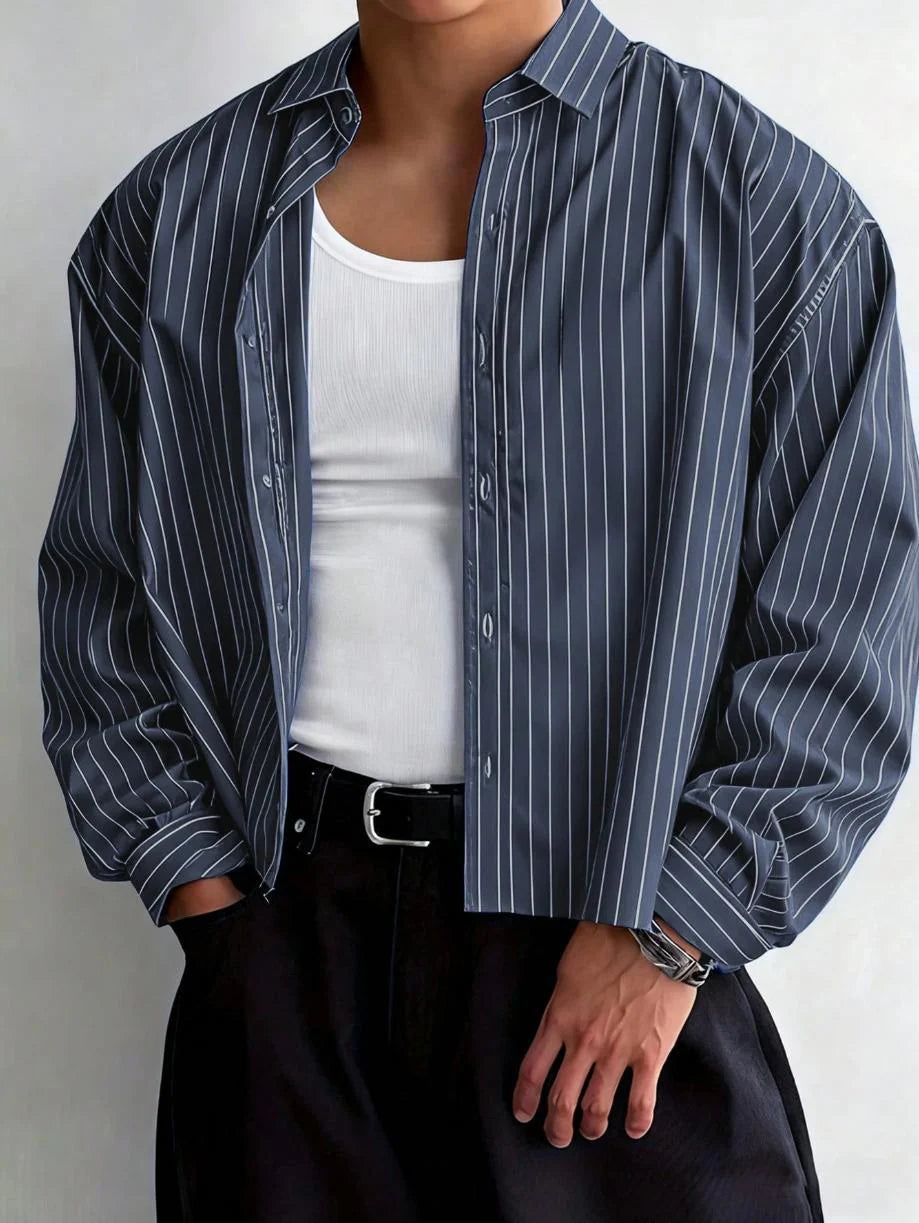 Men’s Relaxed Striped Long-Sleeve Shirt