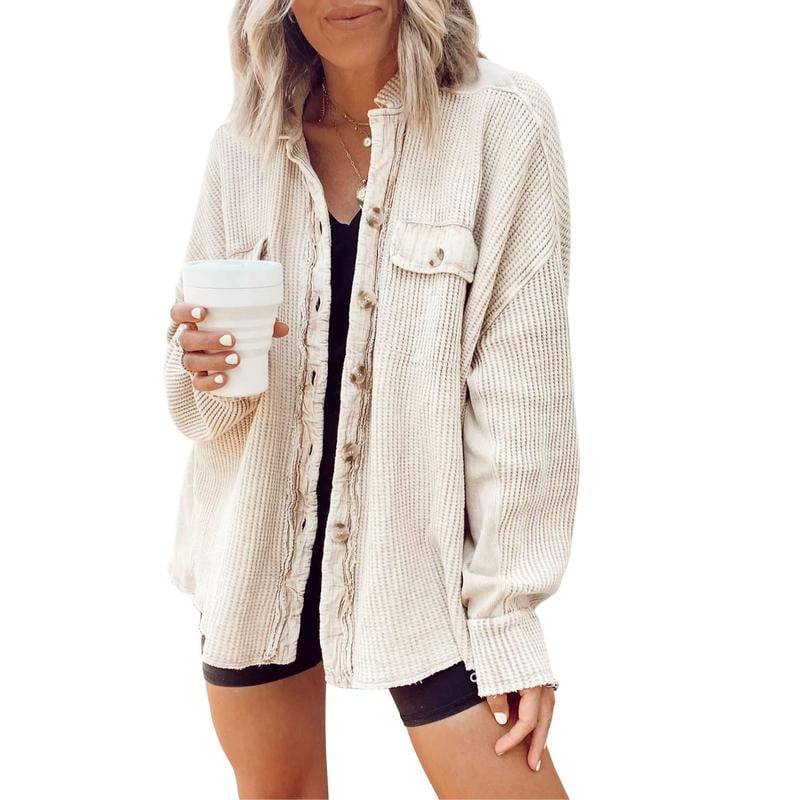 Women’s Waffle Knit Batwing Sleeve Oversized Jacket