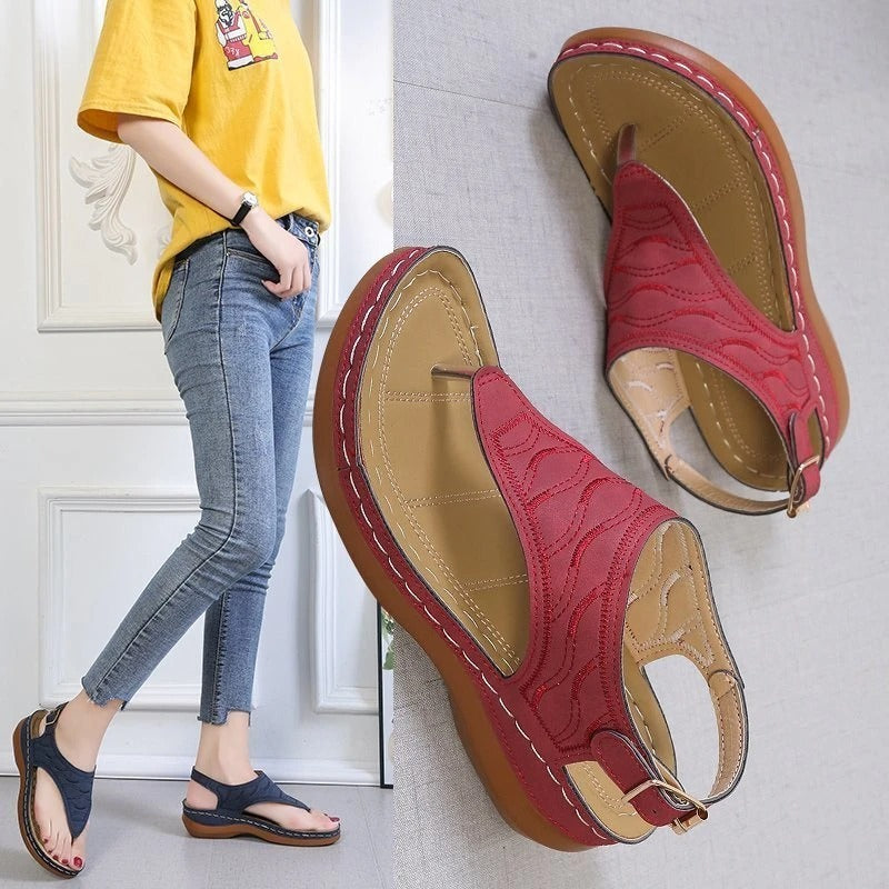 Embroidery Comfy Wedge Sandals