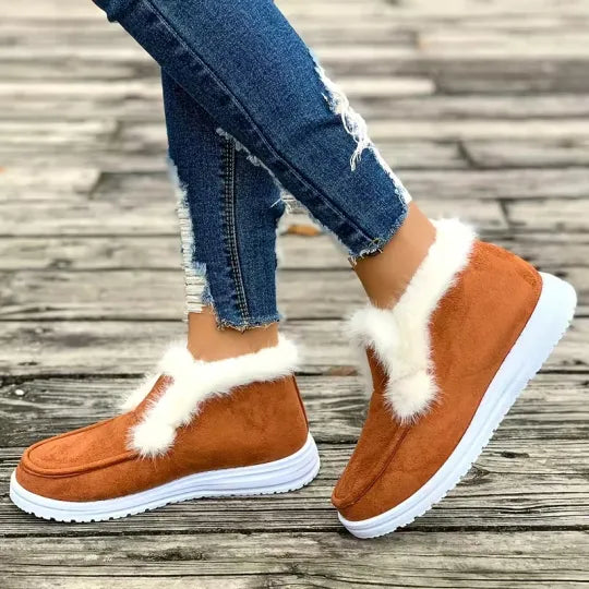Women’s Faux Fur Trim Winter Slip-On Comfort Shoes