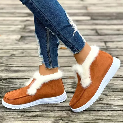 Women’s Faux Fur Trim Winter Slip-On Comfort Shoes