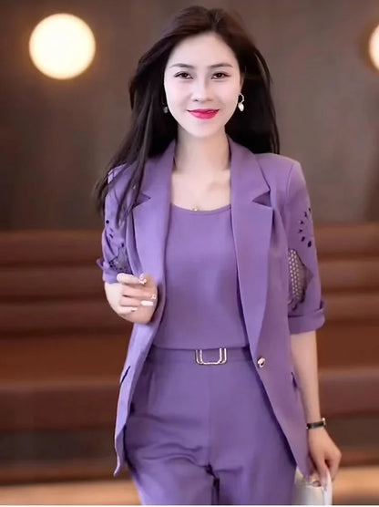 Women’s Tailored Three Piece Blazer Suit Set