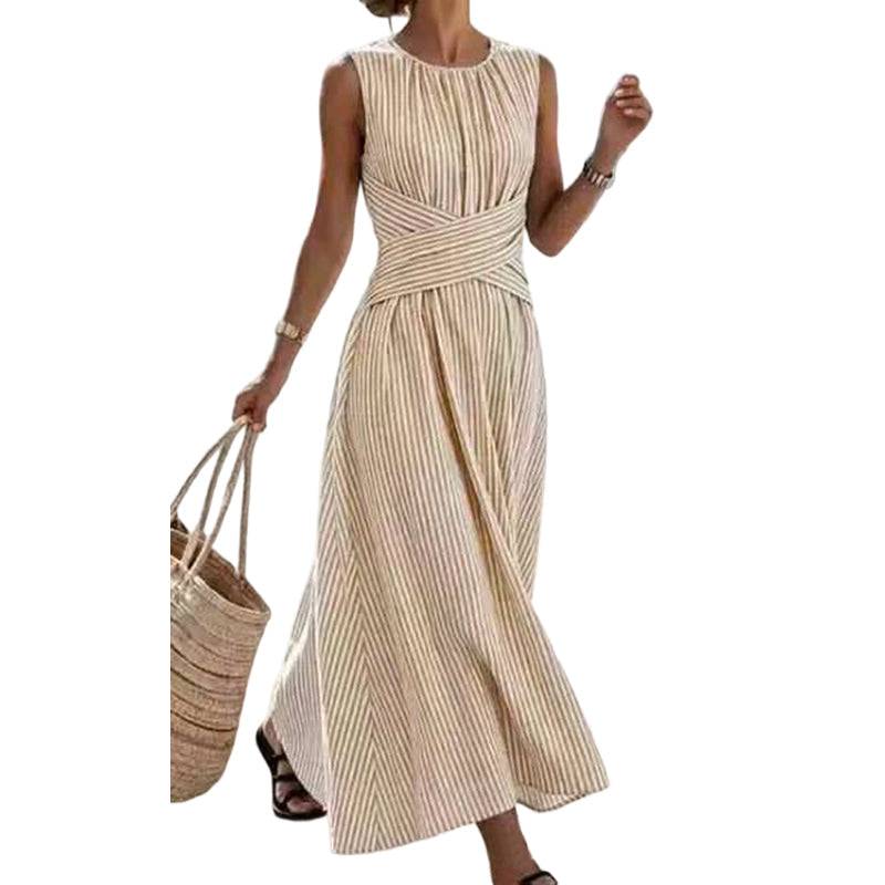 Women’s Striped Tie-Waist Maxi Dress