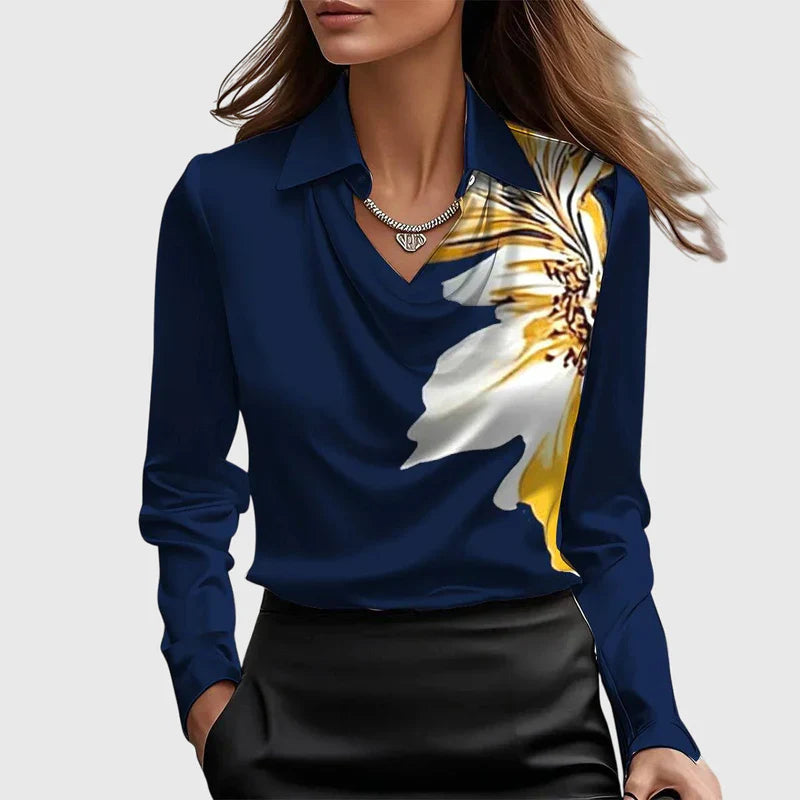 Women’s Shimmer Pleated Collar Blouse