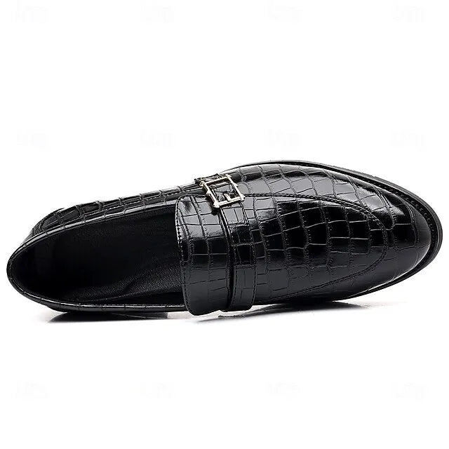 Men’s Textured Croc Effect Slip On Dress Loafers