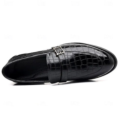 Men’s Textured Croc Effect Slip On Dress Loafers