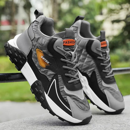Men’s Waterproof Mid-Top Winter Walking Shoes with Velvet Lining