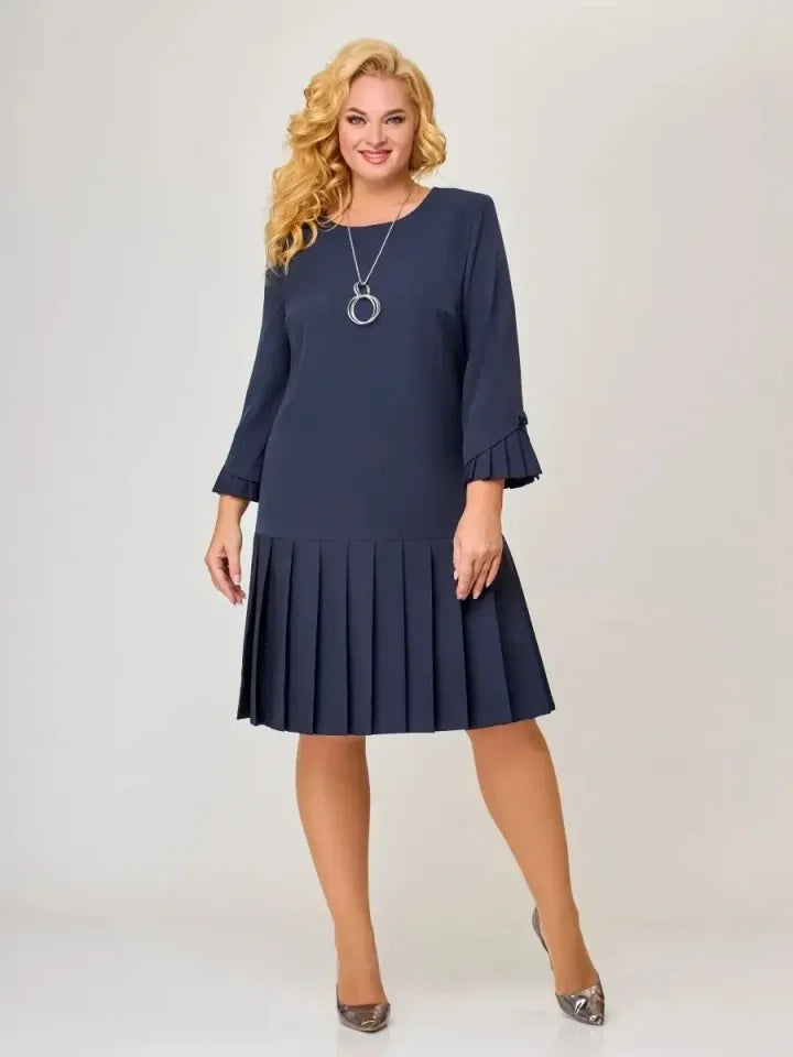 Women's Timeless Solid Colour Pleated Hem Dress