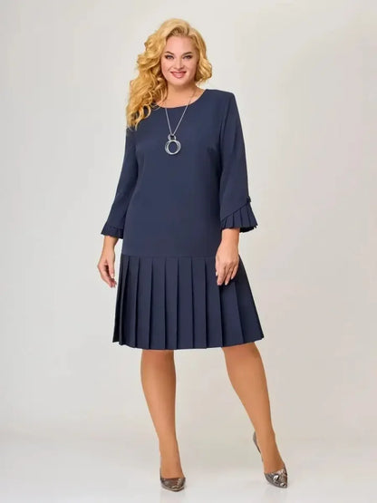 Women's Timeless Solid Colour Pleated Hem Dress